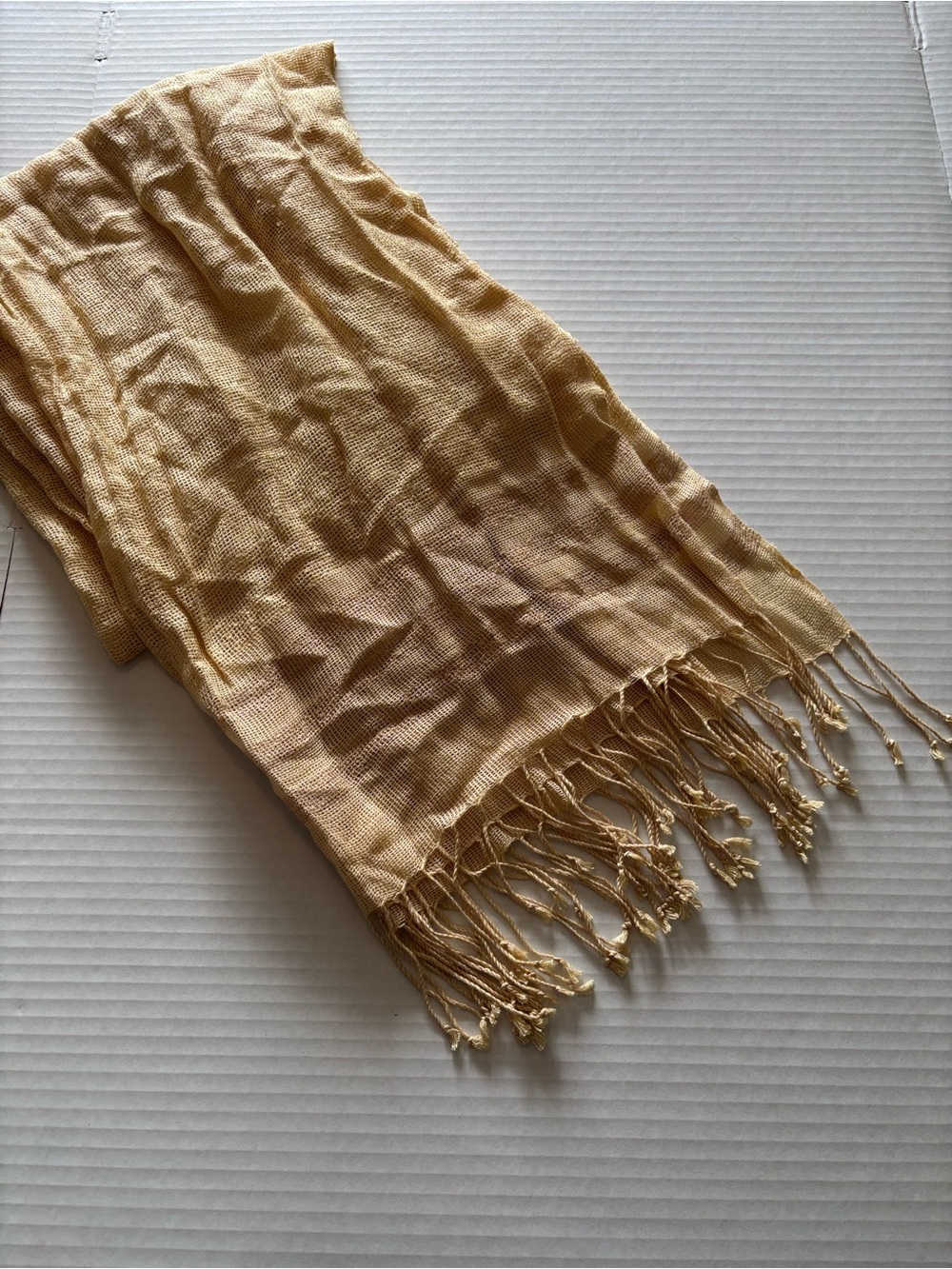 Lightweight Golden Beige Fringe Scarf